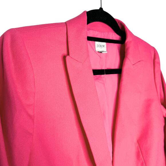 J.Crew Factory Linen Blend Long Sleeve Holland One Button Blazer Jacket 6 Pink - Picture 3 of 11